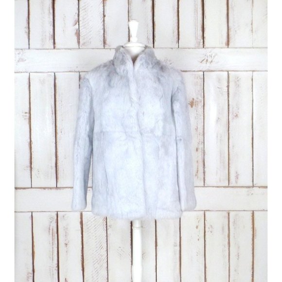 Vintage silver/light grey rabbit fur coat/silver grey fur jacket/bridal/wedding - Picture 1 of 5